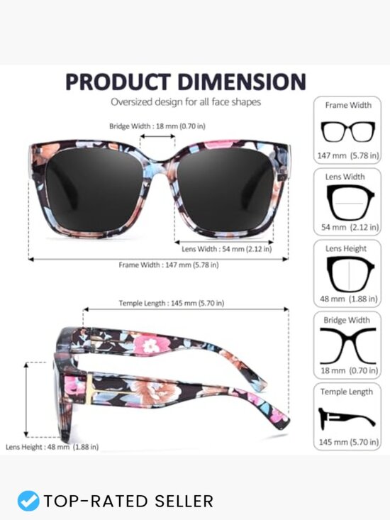 2 Pack Polarized Fit Over Square Oversized Sunglasses UV Protection
